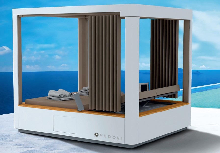 Bain de soleil haut de gamme et luxe e-Zen par Hedoni design.